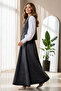 Denim Vest Skirt Suit Black 2186 - 3
