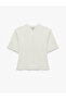 Zipper Detailed Cotton Crew Neck Short Sleeve T-Shirt - 4