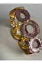 Pink Flower Detailed Zircon Stone Elastic Bracelet (2.5 cm) - 4