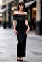 Scarlet Long Sleeve Madonna Stone Dip-Dye Fabric Dress