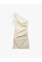 Skinny Fit Tie Detail Draped One Shoulder Mini Dress - 3