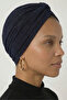 Silver Lined Navy Blue Ready-To-Wear Turban Hijab Cap Suitable for Medical Use - 6