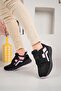 Women's Black Powder Leather Sneaker Shoes