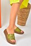 Green Genuine Leather High-Sole Daily Women's Slippers P291049403 - 2