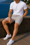 Men's Summer Synthetic Linen High Waist Elastic, Loose Fit Shorts C348 - 8