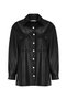 Women's Black Oversized Fleece-Lined Faux Leather Shirt Jacket – Metal Snaps, All Seasons - 5