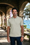 Men's Polo Collar Short Sleeve Classic Fit Buttoned Pocket Combed Cotton Beige T-Shirt Classic Fit - 5302