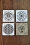 Natural Stone Coasters UV Printed Set of 4 - Tree of Life Flower of Life Sri Yantra - Stone Coasters