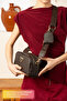 Original Special Boxed Trendy Model Luxury Soft Leather 3-Compartment Gift for Lover Mother's Gift Birthday Gift Boxed Adjustable Comfortable Thick Column Cross Strap Shoulder Bag - Brown