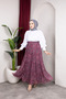 Asymmetrical Cut Ethnic Pattern Lined Tulle Hijab Skirt - 5