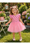 Heart Patterned Tulle Girl's Pink Summer Dress - 2