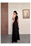 Black Waist Tie Slit Dress - 5