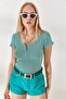 Women's Slim Striped Grass Snap-On Camisole Blouse BLZ-19000171 - 2