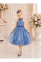 263 Girls' Tulle Evening Dress with Pearl Detail - 7