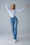 Women's Stretchy Wide-Leg Blue Palazzo Jeans
