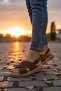 Women's Genuine Leather Sandals Comfortable Cross-Strapped Tan 0311 - 2