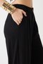 Women's Verona Trousers Black – High Waist, Pleated Wide Legs, Button Detail, Modern Cut, Linen - 7