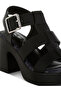 Women Chunky Pin Buckle Platform Heels in Black - 4