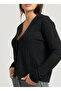Women's Regular Fit V-Neck Ax Logo Detailed Long Sleeve Black Cardigan - 3