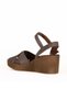 Gray Leather Women's Wedge Heeled Sandals 01We3900 - 4