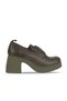 Khaki Leather Women's Heeled Shoes 01Wz7003