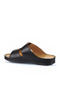 Black Leather Men's Flat Slippers 25Mt2365 - 4