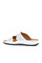 White Printed Leather Men's Flat Slippers 25Mt2411 - 4