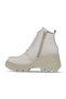 Beige Leather Women's Wedge Heeled Boots 01Wz8402 - 3