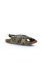 Khaki Leather Women's Sandals 01Wu4248 - 3