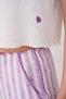 3-Piece Kayık Neck Crop Top Bralet Striped Shorts Summer Women's Pajama Set Viscose - 4