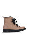 Gray Leather Women's Flat Boots 01Wf3300