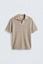 Beige Premium Textured Men's Knitwear T-Shirt - 5