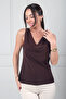Women's Degaje Collar Sleeveless Crepe Satin Blouse Slim Fit - 3