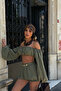 Fake Sleeve Strapless Crop Balloon Shorts Skirt Two-Piece Set - 2
