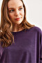 Women's Purple Crew Neck Bat Wool Viscose Blouse Blz- 19002801 - 7