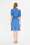 Women's Dark Blue V Neck Elastic Waist Short Sleeve Flared Dress Arm-25Y 001001 - 8