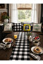 Black and White Plaid and Lemon Wreath Runner and Set of 4 Throw Pillows