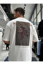 White Wolf Embroidered Oversize T-Shirt Sw-5158 - 7