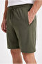 Men's Khaki Breathable Micro Patterned Sports Shorts with Zipper Pockets