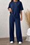 Women's 2-Piece Comfortable Cut T-Shirt Wide Leg Elastic Knitted Pants - 6