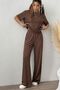 Women's 2-Piece Comfortable Cut T-Shirt Wide Leg Elastic Knitted Pants - 2