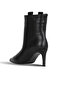 Black Leather Women's Heeled Boots 42Wb6253 - 4