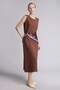 A-Line Round Neck Back Embroidery Detailed Linen Blend Sleeveless Dress H3361Ax26Sm - 5