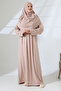 One Piece Practical Prayer Dress with Headscarf and Robe 8015 Beige
