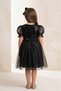 Balloon Sleeve Sequin Sequin Girl's Tutu Dress M00751 Black - 4