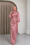 Brooch Detailed Side Buckle Satin Graduation Event Evening Dress