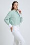 Women's Striped Relax Fit Single Pocket Woven Crop Shirt - White Cuffs - 3