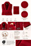 Striped Women's Bathrobe Set 100% Cotton Certified 2-Piece, Shawl Collar Bathrobe + Head Towel - Burgundy - 3