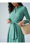 Women's Green Belted Shirt Dress |   Frn Line - 3