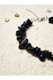 Black Natural Stone Opalised Broken Cut Closures Silver Color Steel Women Bracelet - 3